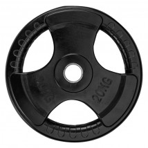 Набор черных обрезиненных дисков с 3-мя хватами Voitto 20 кг (2 шт)